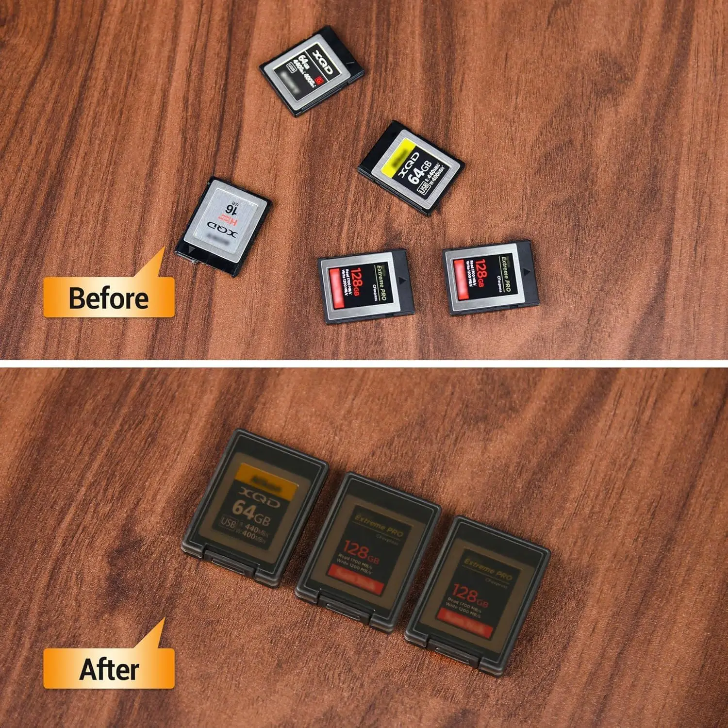 CFexpress B 타입 XQD 카드용 메모리 카드 케이스 거치대, 충격 방지 투명 플라스틱 메모리 카드 정리함 휴대 케이스, 6 PCs, 12 PCs