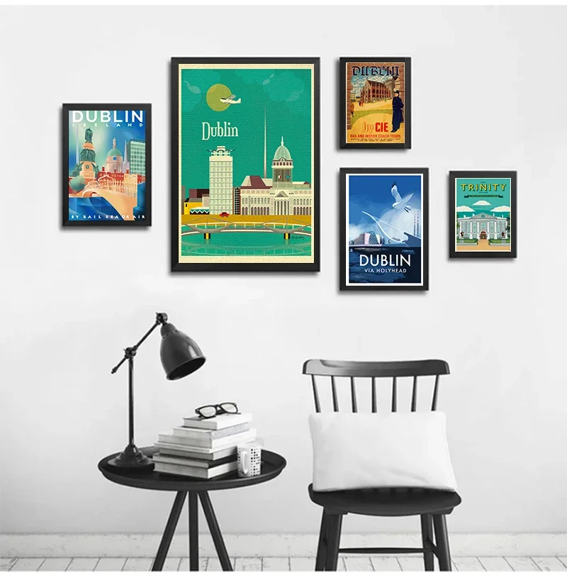 Dublin Capital City of Ireland Trinity College Travel Canvas Paintings Kraft Posters Coated Wall Stickers Home Decoration Gift