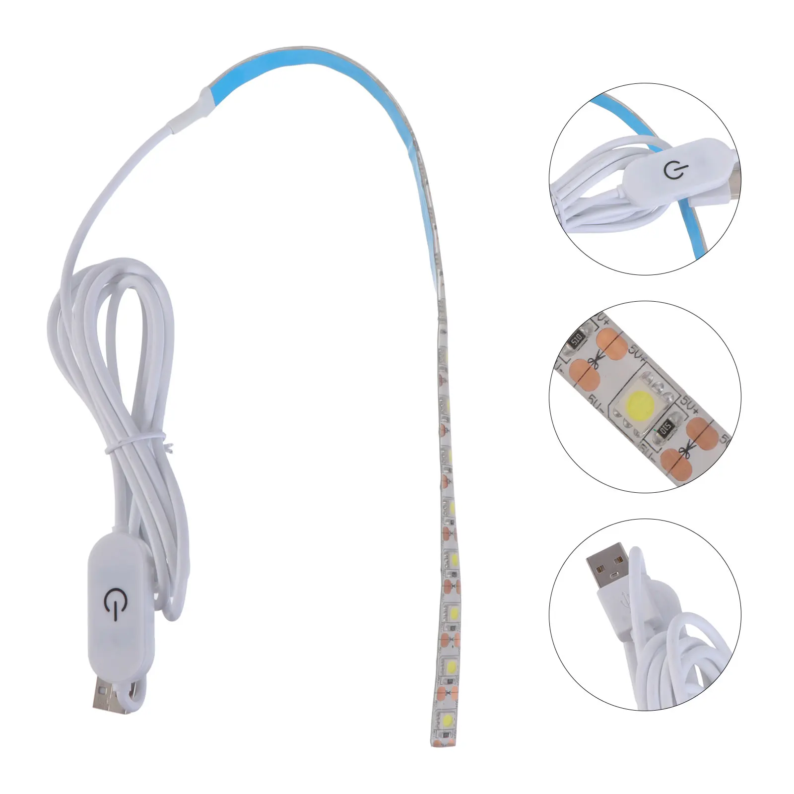 

2pcs Usb Interface Light Strip Led Rope Light Durable Flexible Adhesive Sewing Machine Lighting Tool Long Length Illumination