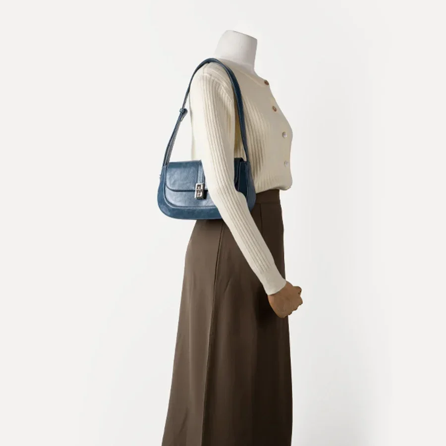 

Korean Retro Commuter Underarm Bag 2024 Autumn/winter New Pu Leather Shoulder Bag Soild Color Female Purse And Handbags Totes