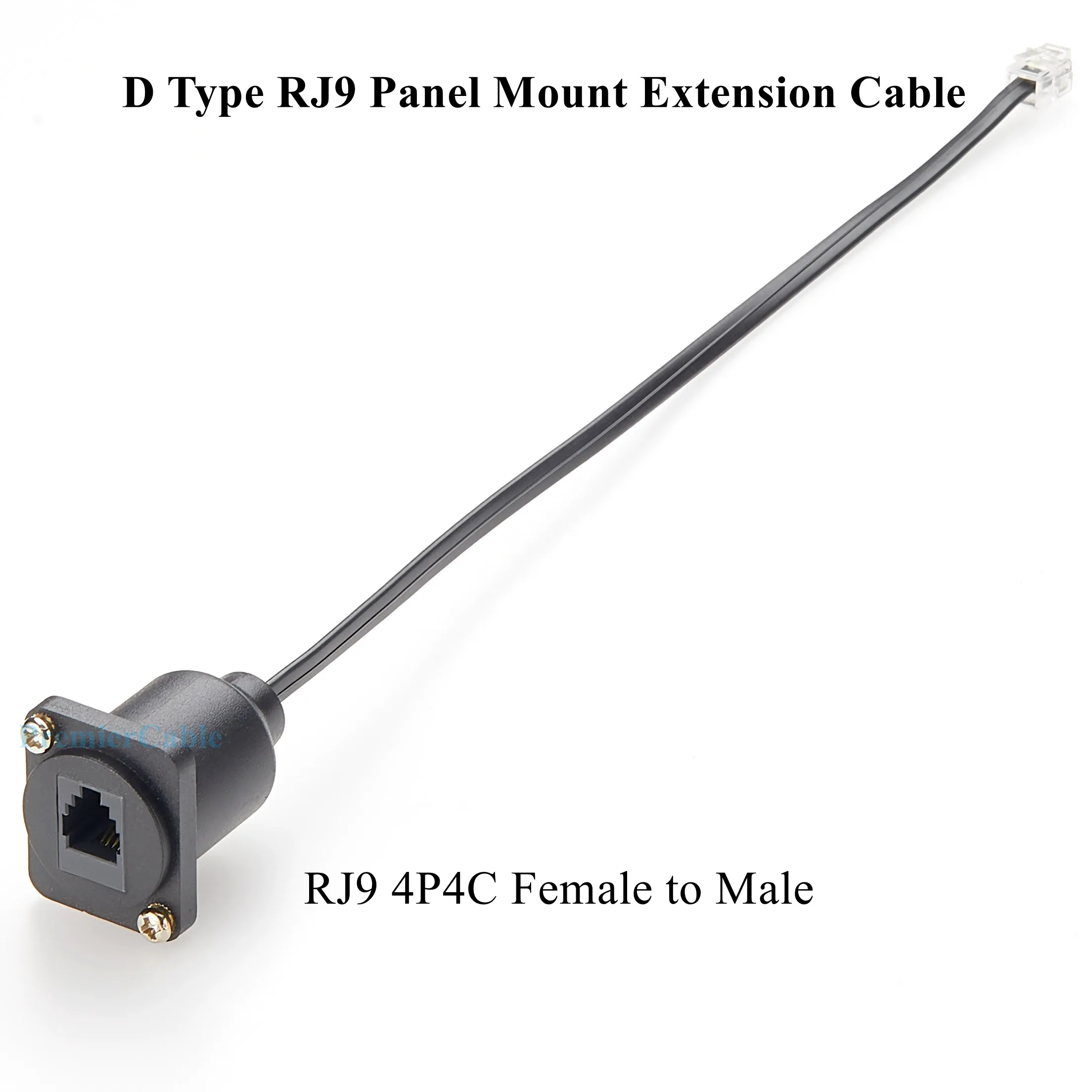 RJ11/RJ9 4P4C Panel Mount Feed-Through Cable CAT3 RJ9 Female to Male Telephone Line Through Jack, XLR Panel/D-Type Panel Mount