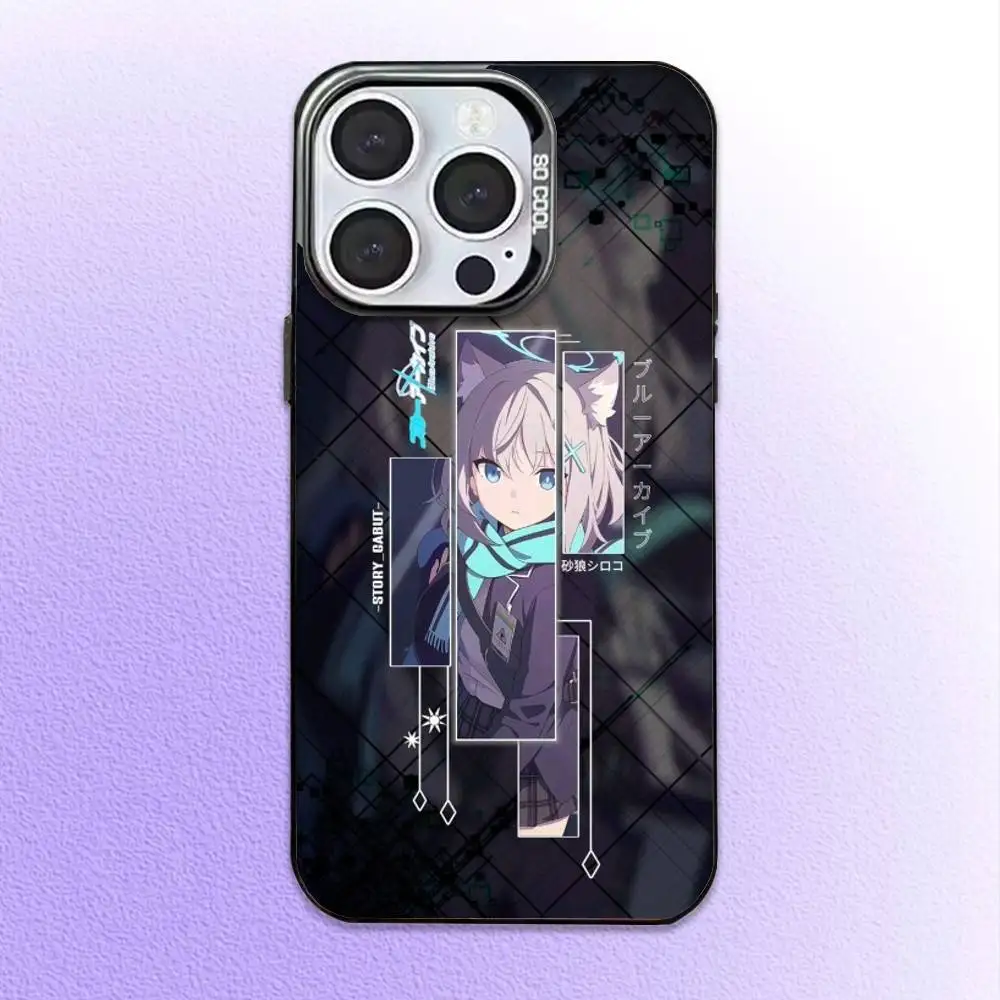 حافظة هاتف شيروكو A-Archive باللون الأزرق لهاتف iPhone17,16,15,14,13,12,11 Plus، Pro Max غطاء مقاوم للصدمات باللون الأسود غير اللامع