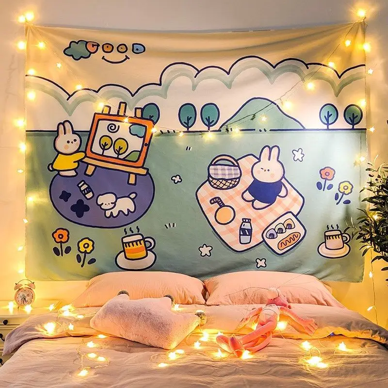 VIKAMA Cats Catching Butterflies Tapestry, Kitten Meadow Wall Hanging for Bedroom Dorm Nursery Decor