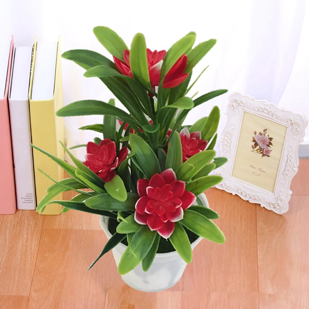 Flor de loto falsa Artificial, planta en maceta, bonsái, decoración del banquete de boda, decoraciones para el hogar y el jardín