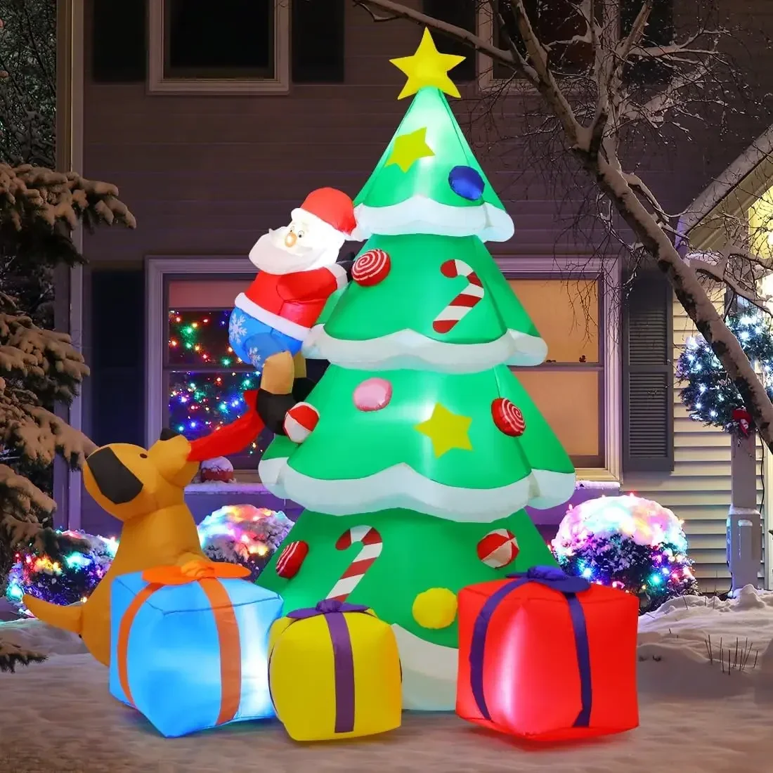 Giant Inflatable Christmas Tree Glowing Merry Christmas Outdoor Decoration LED Light Up Party New Year Christmas Decoration