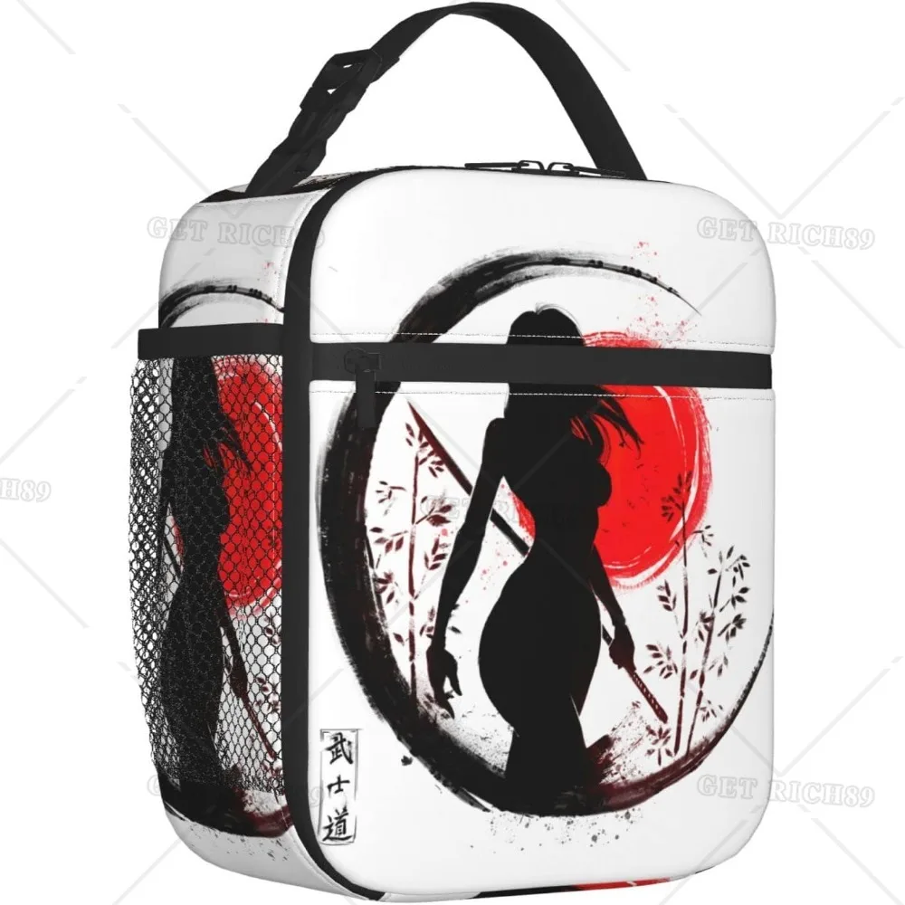 

Japanese Warrior Reusable Portable Lunch Bag for Women Men Girls Tote Lunch Box Insulated Container for Work School Trip Office