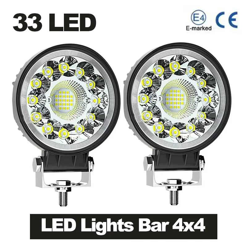 

33LEDs LED Work Lihgt 4''99W 6500k Spot Flood Headlights For Jeep Truck Car Tractor SUV ATV Barra LED 4x4 Offroad Accessories