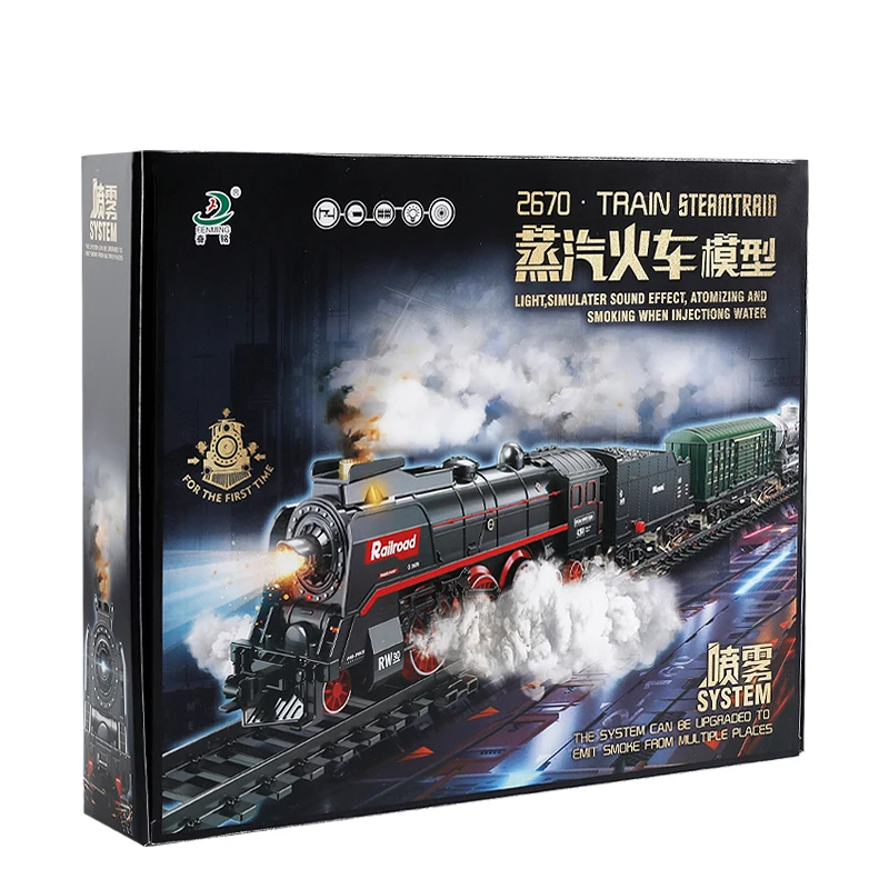 

Simulation Electric Track Train Railway Track Set Toy Retro Steam Lighting Train DIY Puzzle Assembly Toys for Children Xmas Gift