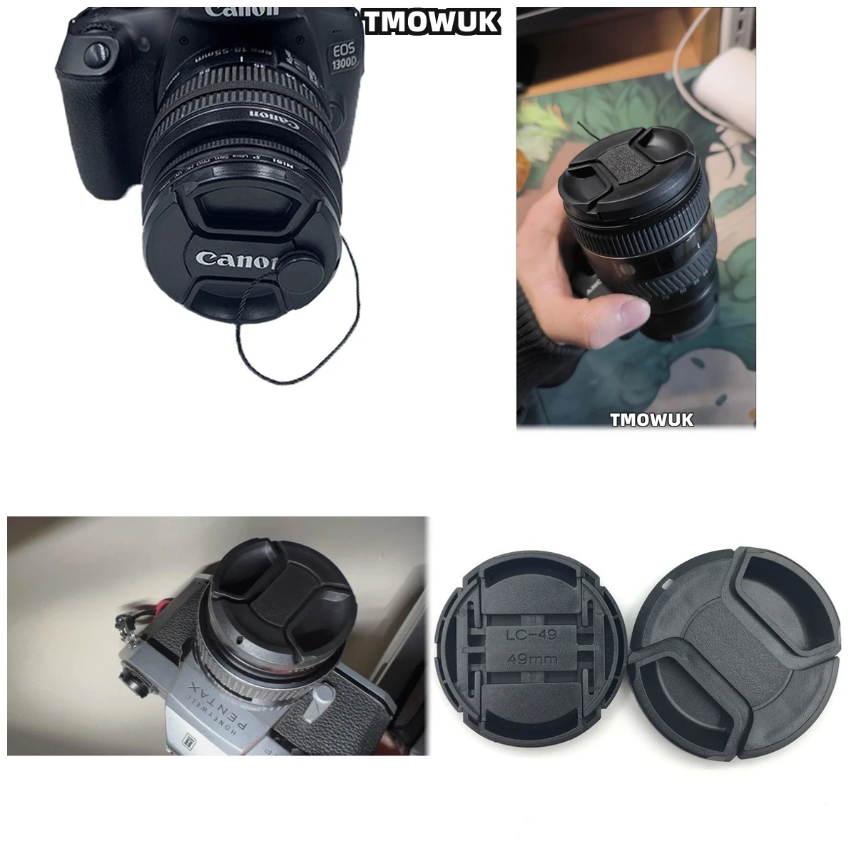 

For Panasonic S1RM2 S9K G5 G6 GH1 GX1 GX900 ZS1000 DMC-FZ770 DMC-FZ780 Camera Lens Cap Protective Cover Center Pinch Snap-on 49m