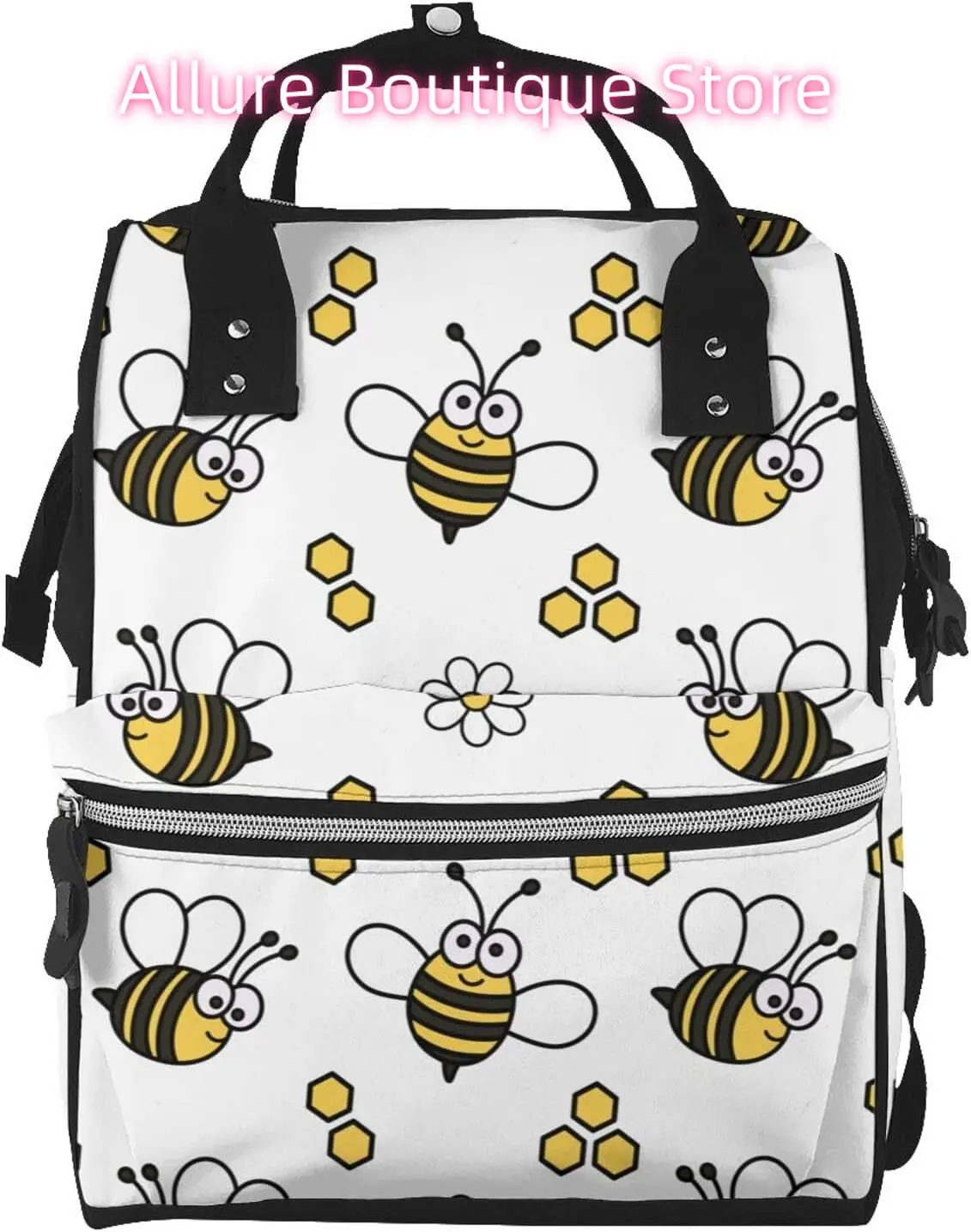 

Bees Diaper Bag Backpack for Women Large Capacity Nappy Bag Multifunction Waterproof Mummy Backpacks for Mom Dad Casu