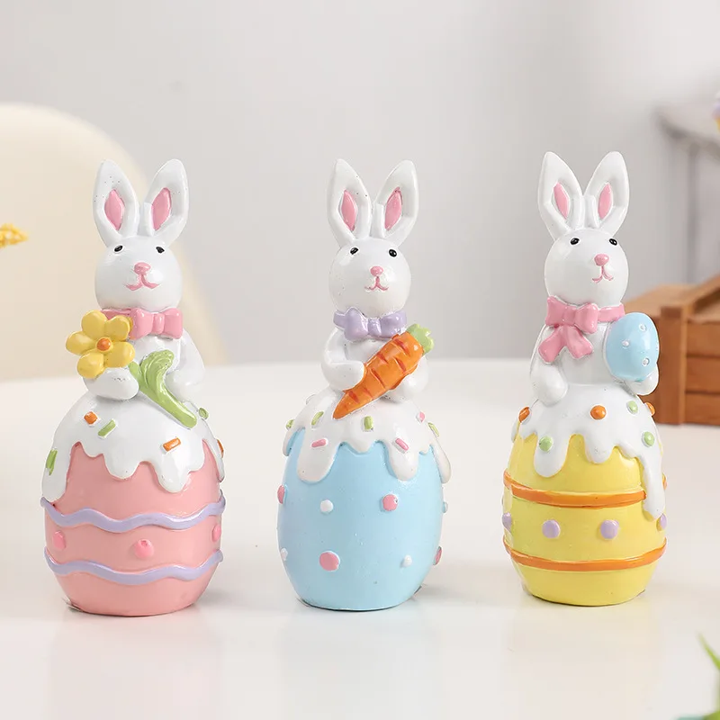 

Gift Rabbit Statue Fairy Tale Garden Cute Cartoon Easter Egg Rabbit Resin Decoration Festival Atmosphere Home Decoration