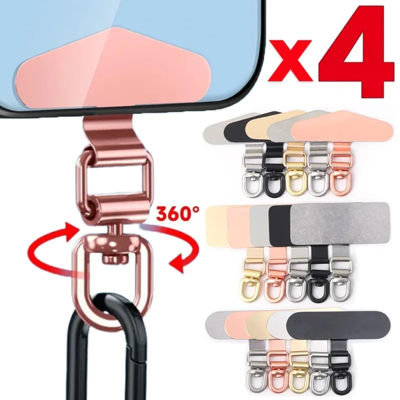 Upgrade 360 Degree Rotatable Metal Mobile Phone Straps Tether Tab Card Ultra Thin Stainless Steel Replacement Lanyard Gasket