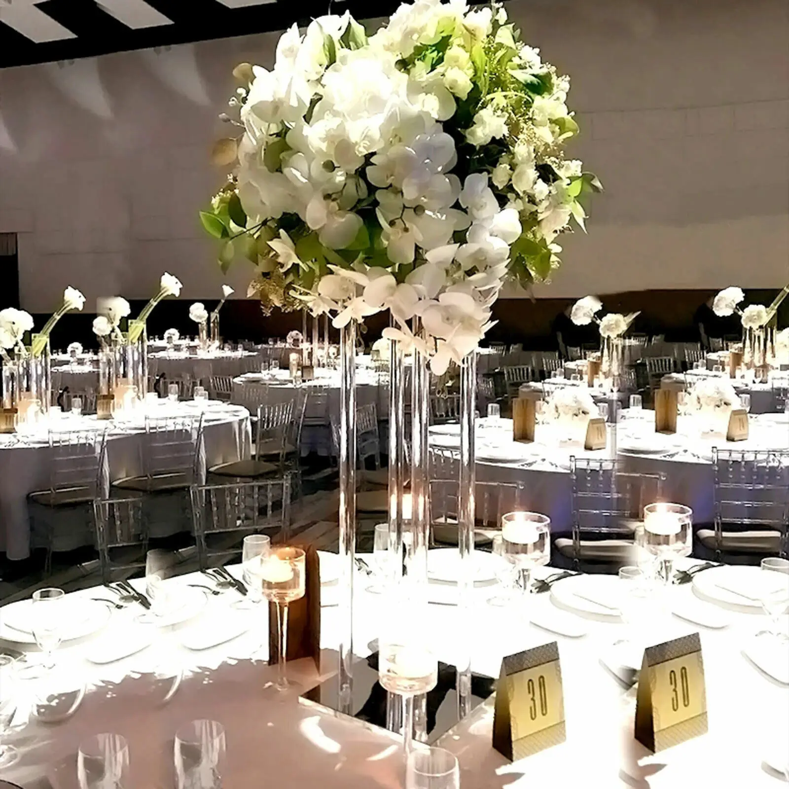 

10-Piece Acrylic Wedding Decor Set – Crystal Flower Stands, Aisle & Stage Decorations