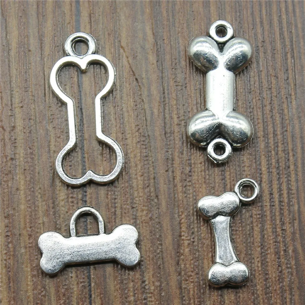 20pcs Bone Pendant Charms Antique Silver Color Bone Charms Jewelry DIY Bone Charms For Bracelet Making