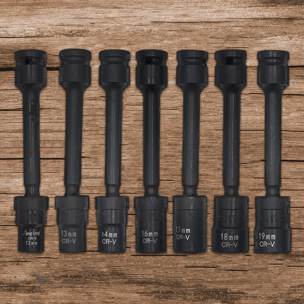 7 Piece 1/2-Inch Drive Socket Extensions 12/13/14/16/17/18/19mm Impact Extension Bar Sets Hardened Chrome Vanadium Steel