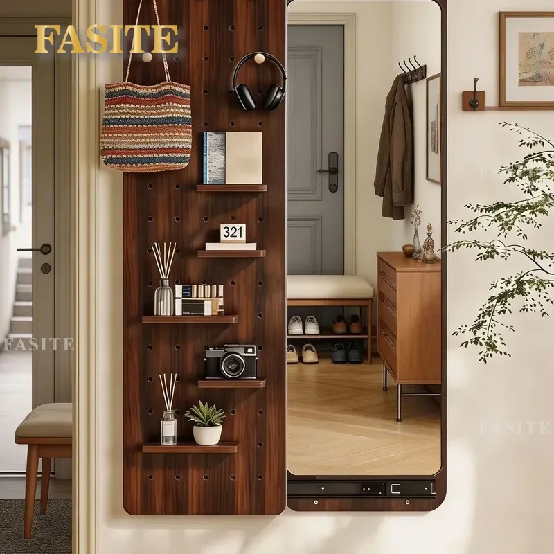 For Wall Mounted Hidden Full Length Mirror Push Pull Invisible Storage Cabinet Simple Modern Entrance Hallway Furniture No