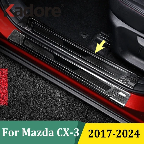 

For Mazda CX3 CX-3 2017 2018 2019 2020 2021-2024 Stainless Steel Inner Door Sill Scuff Plate Trim Car Styling Accessories