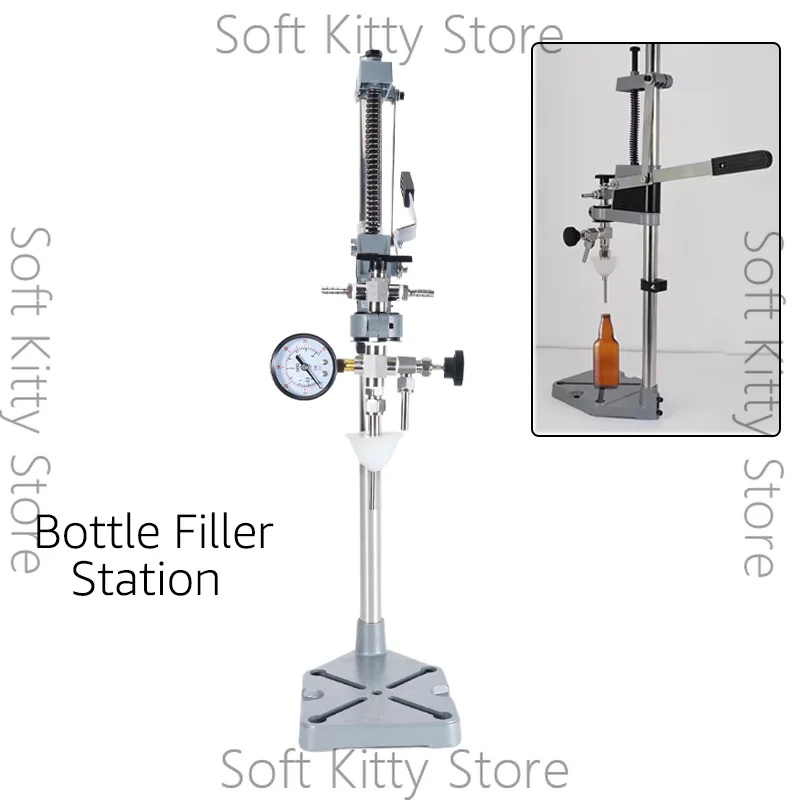 Beer Bottle Filling Station With Pressure Gauge, Counter-Pressure Bottle Filler Station, 0-60 PSI Micro Brewery Beer Transfer To