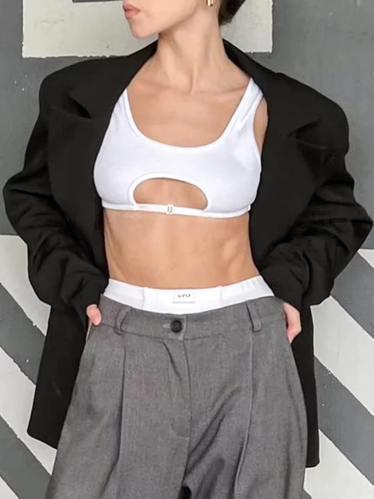Aushöhlen Crop Top Einfarbig Tank Top Frauen Edgy Kleidung Y2k Zubehör Super Kurze Ropa De Mujer Streetwear Camison Verano