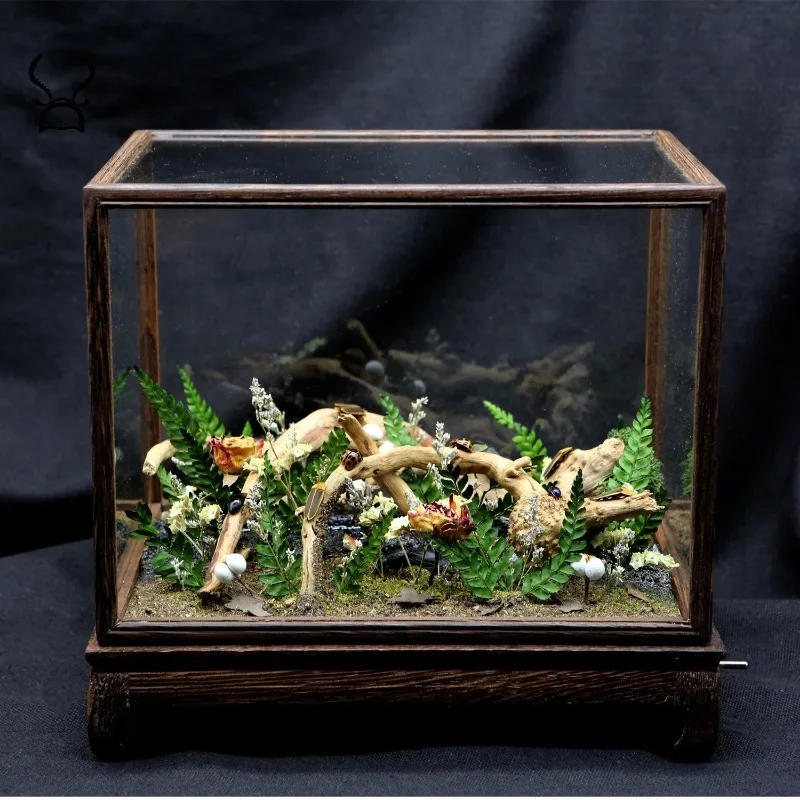 Breathable luminous simulation home ecological micro landscape glass cover ornament