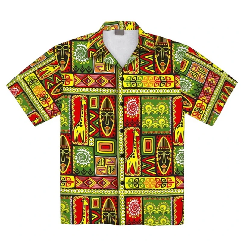 Vintage Mens African Clothing Historical Hero 3d Mens Shirts Graphic Tee Casual Lapel Short Sleeve Tops Summer Tour Shirt Man