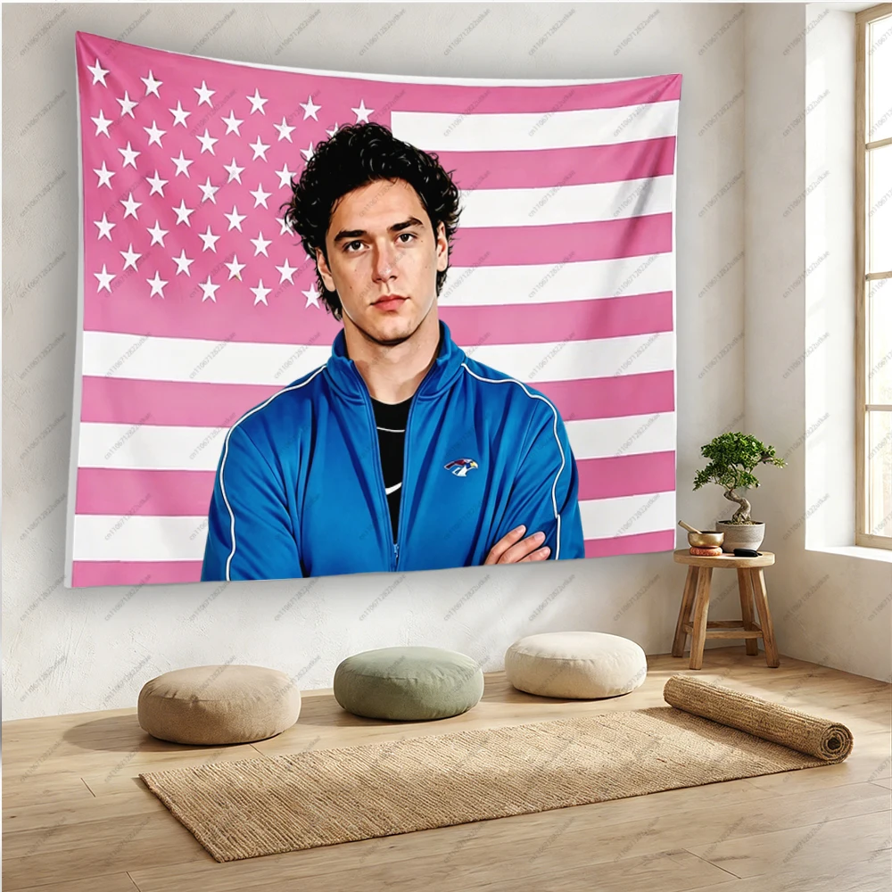 Off Campus Garrett Graham Pink American Flag Tapestry  Hockey Fan Wall Hanging for Dorm Bedroom Decor