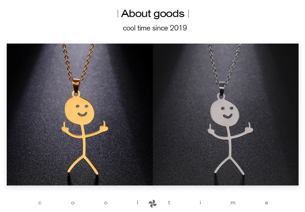 COOLTIME Stickman Anhänger Halskette für Männer Frauen Edelstahl Mittelfinger Geste Kette Halskette Schmuck Geschenk – Detail 5