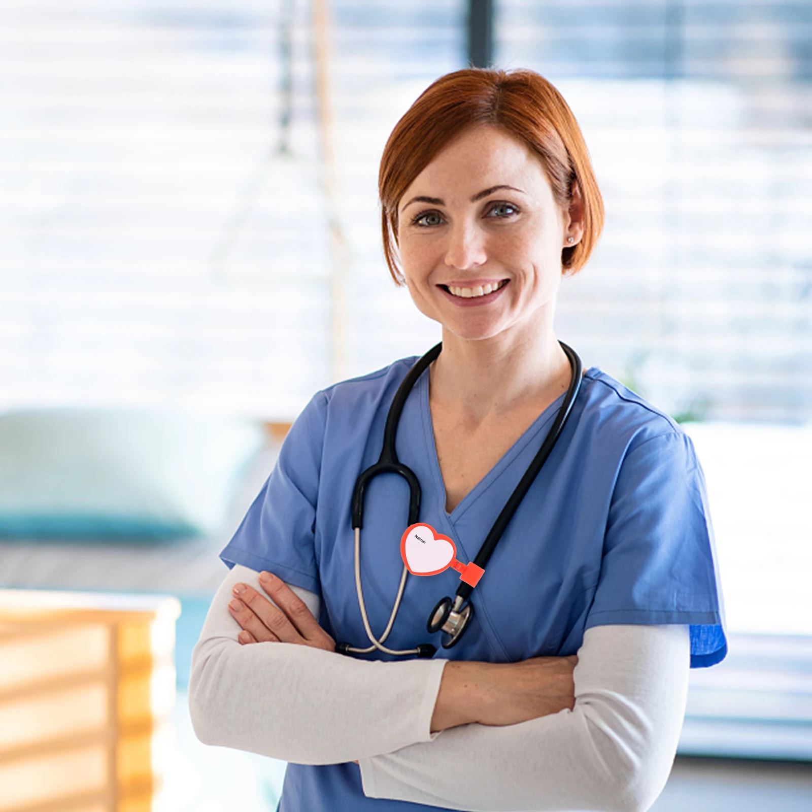 

5 Pcs Stethoscope Name Dual- Sided Clip Holders Personalized Plate Handy Identification Clamp Card Badge