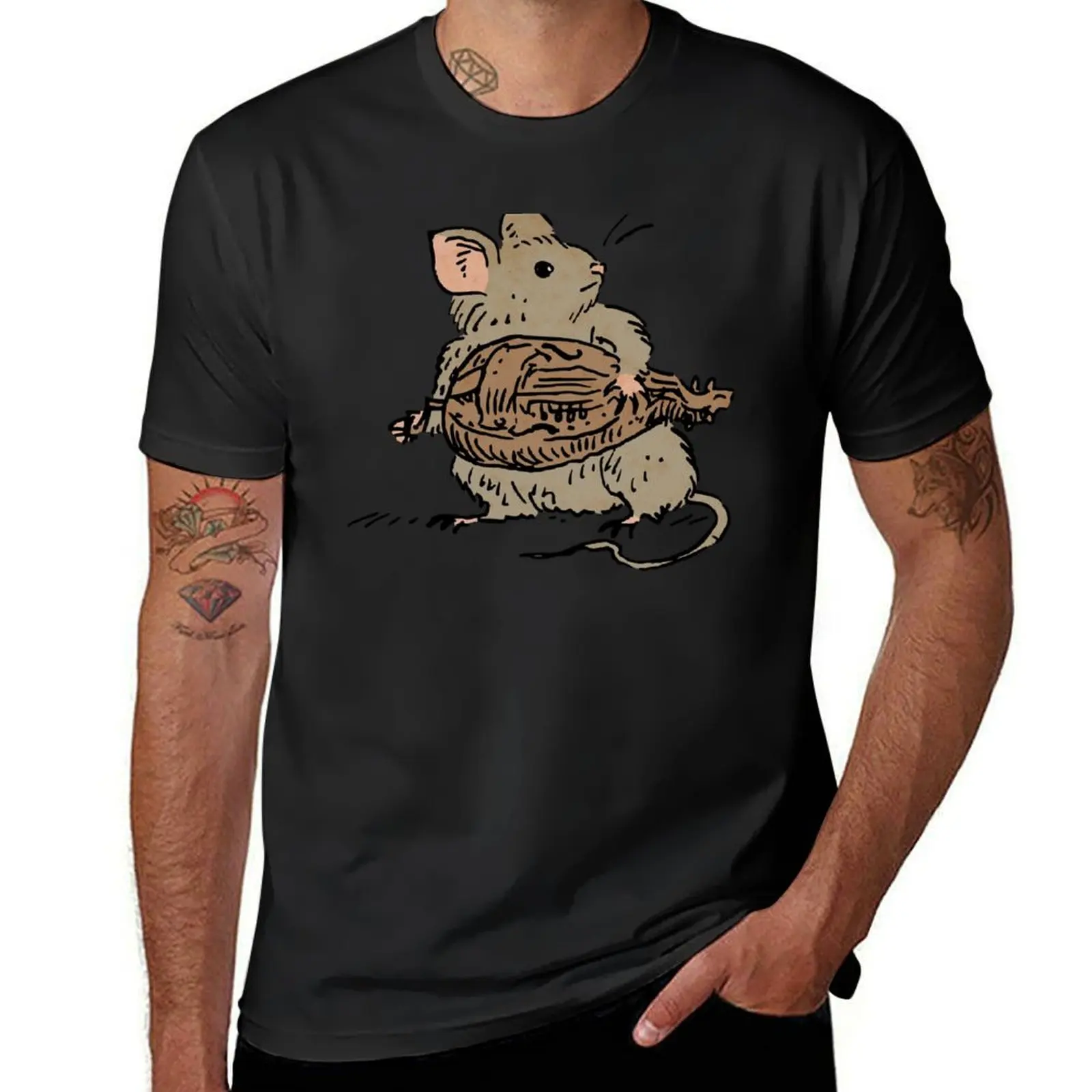 Hurdy Gurdy mouse (large) T-Shirt customizeds oversizeds summer top Men's t-shirt