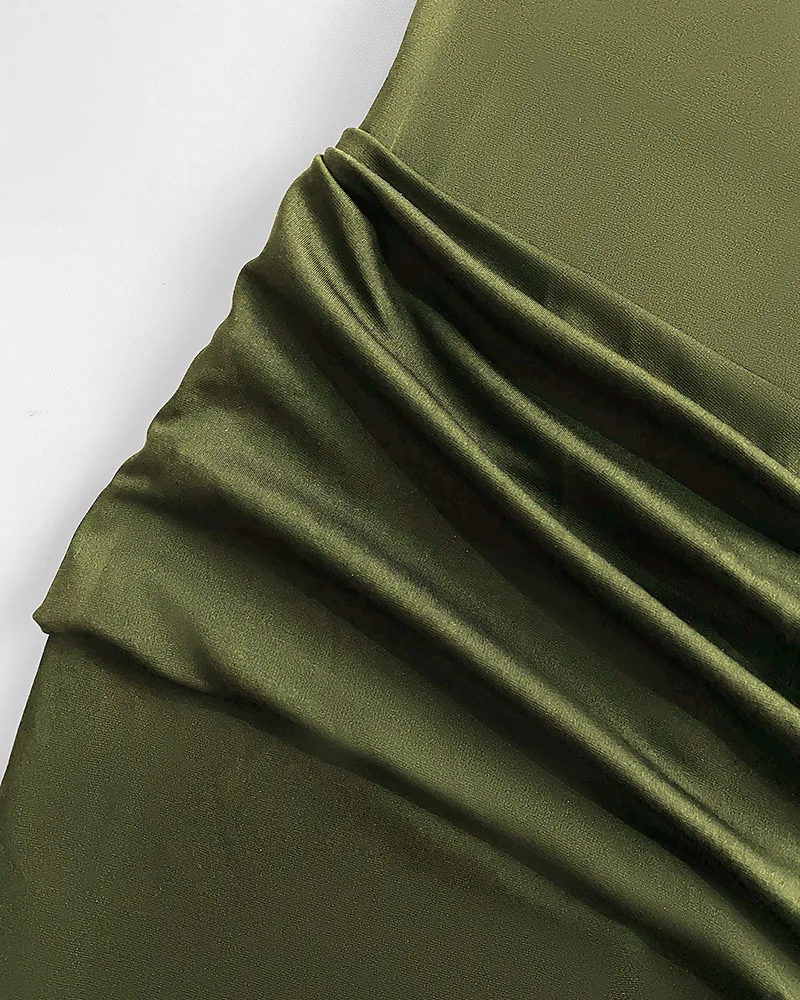 المرأة بو الجلود مثير ساحة الرقبة أكمام عارية الذراعين الشق منتصف العجل فستان Bodycon بلون فستان طويل