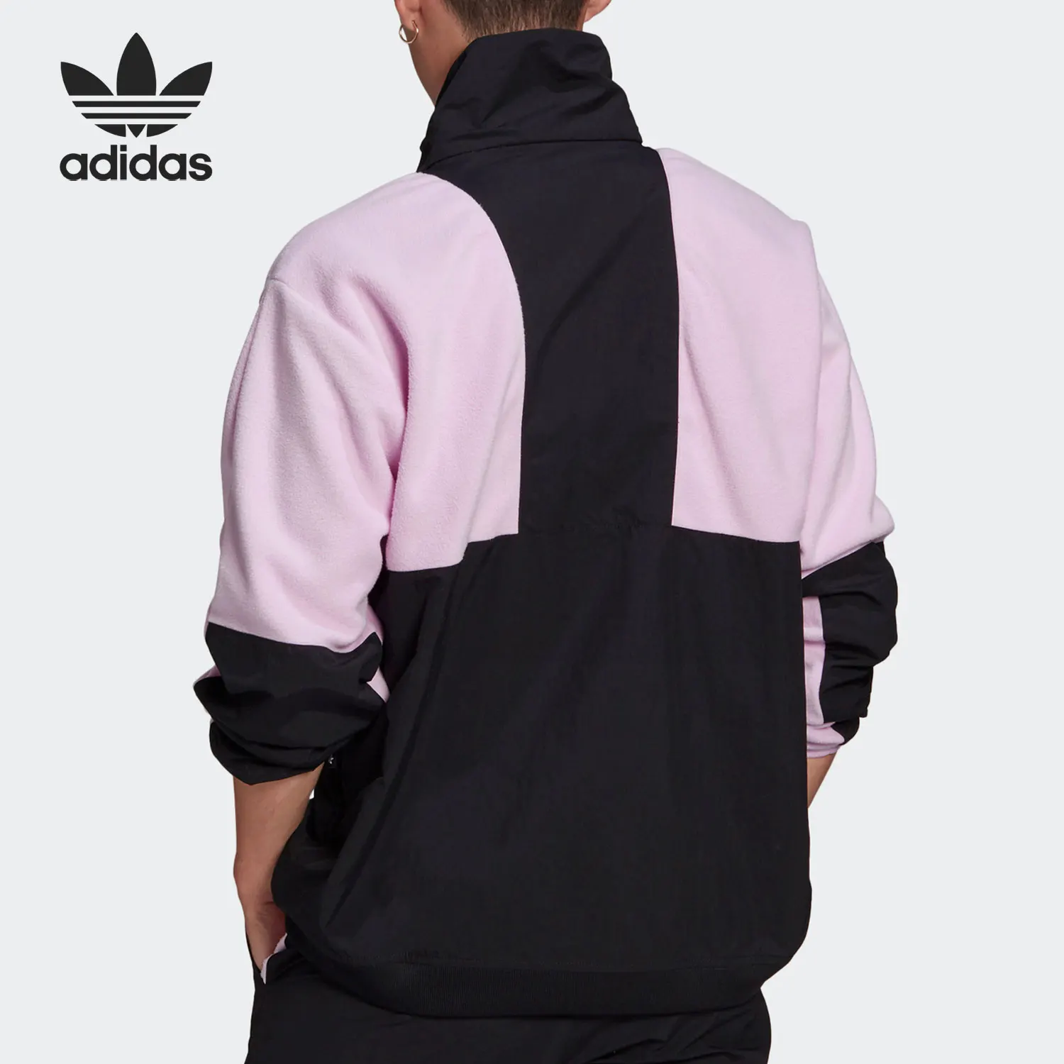 Adidas genuine clover men's fashionable half zipper stand up collar sweatshirt GN2378