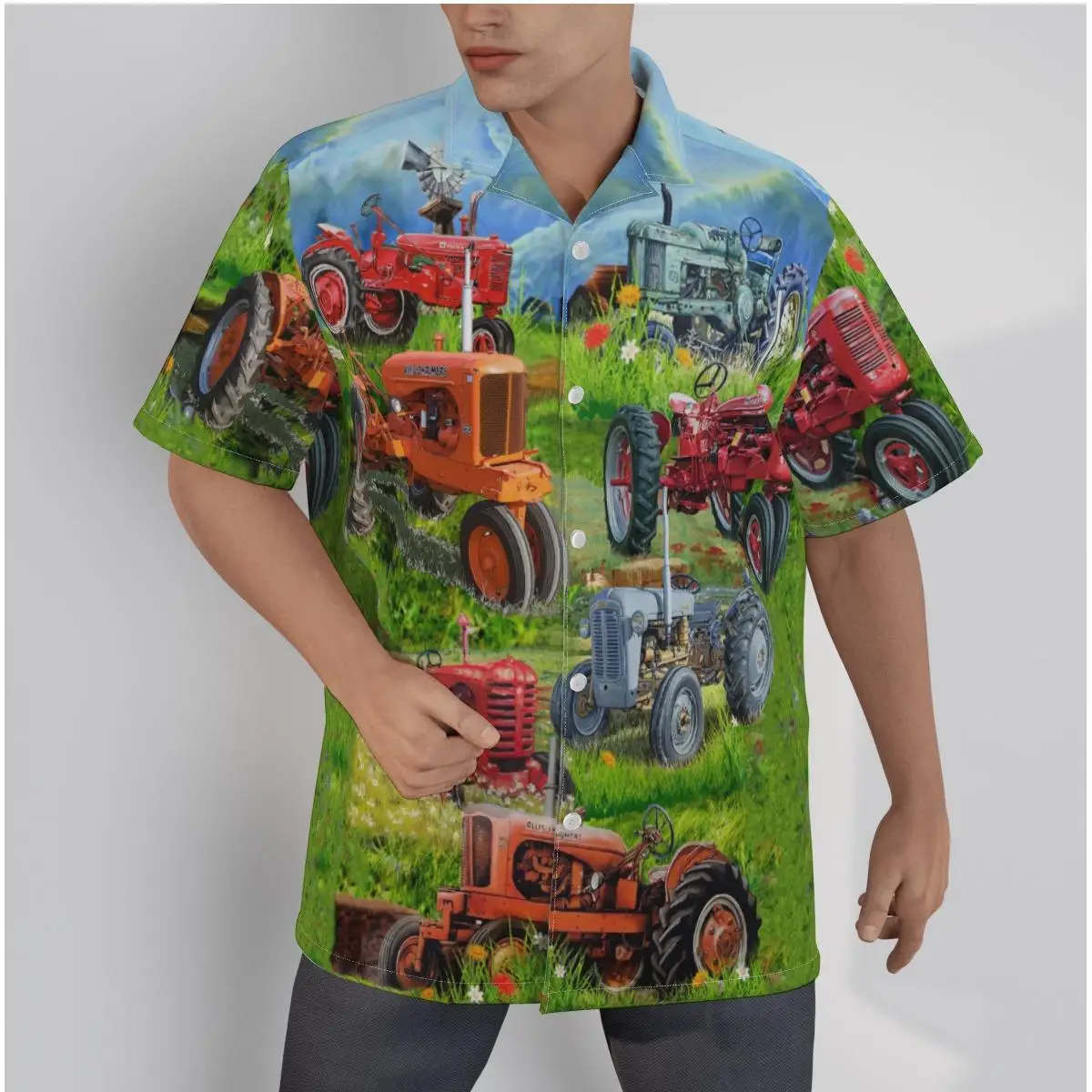 Men's Hawaiian Shirt Cheese Print Patchwork Beach Short Sleeve Summer Casual Button Up Yellow Tops 3D Shirts