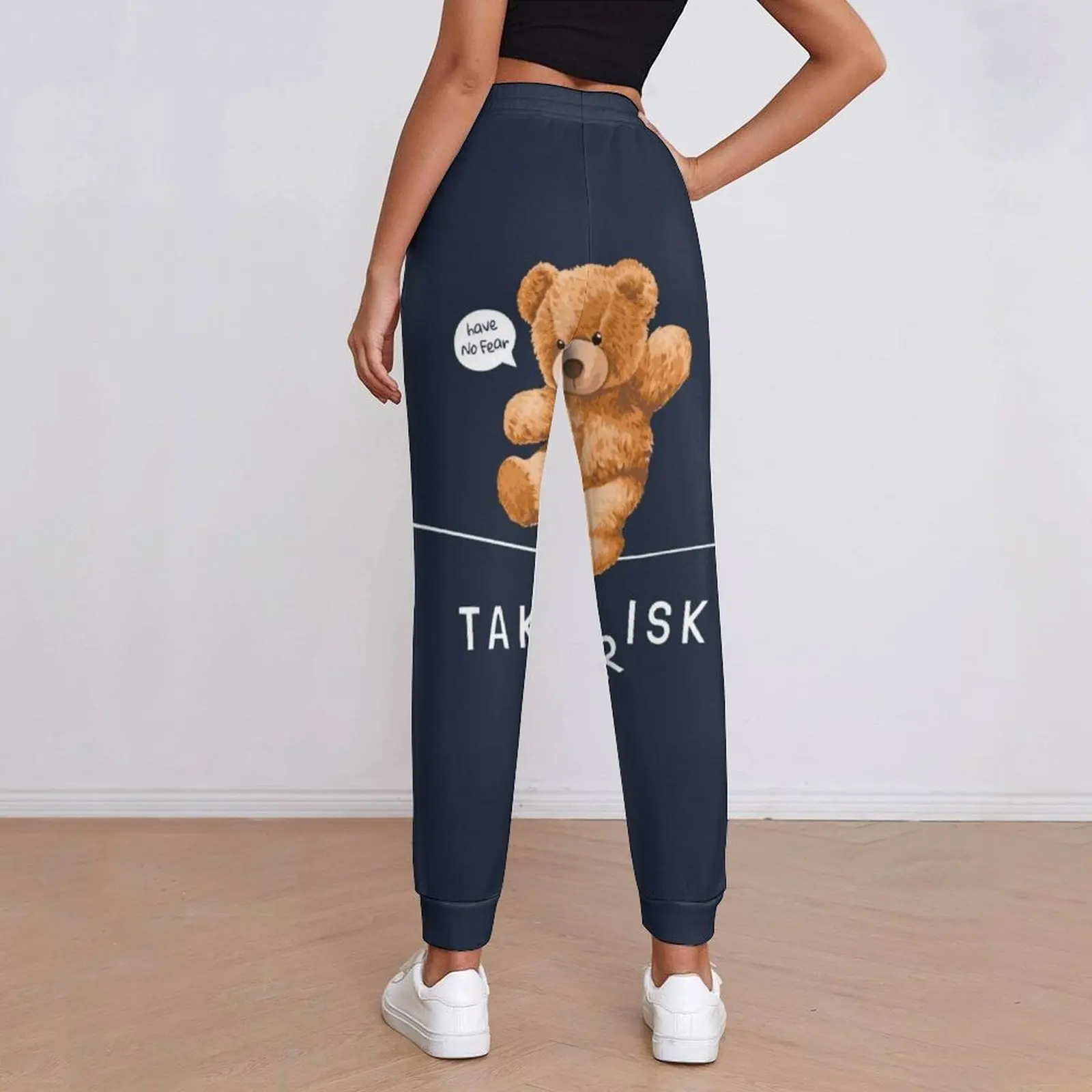 Bear Toy Walking On String Pants Female Have No Fear Take Risk Street Fashion Sweatpants Kawaii Graphic Trousers Big Size 3XL