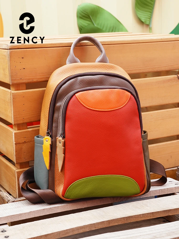 

Zency Genuine Leather Women's Stylish Leather Backpack Knapsack Multi-color Bag