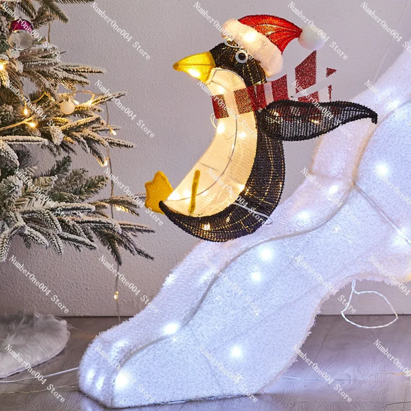 

Christmas Deer Pull Car Wrought Iron Deer Package Ornament Sleigh Car Santa Claus Large Christmas Scene Arrangement