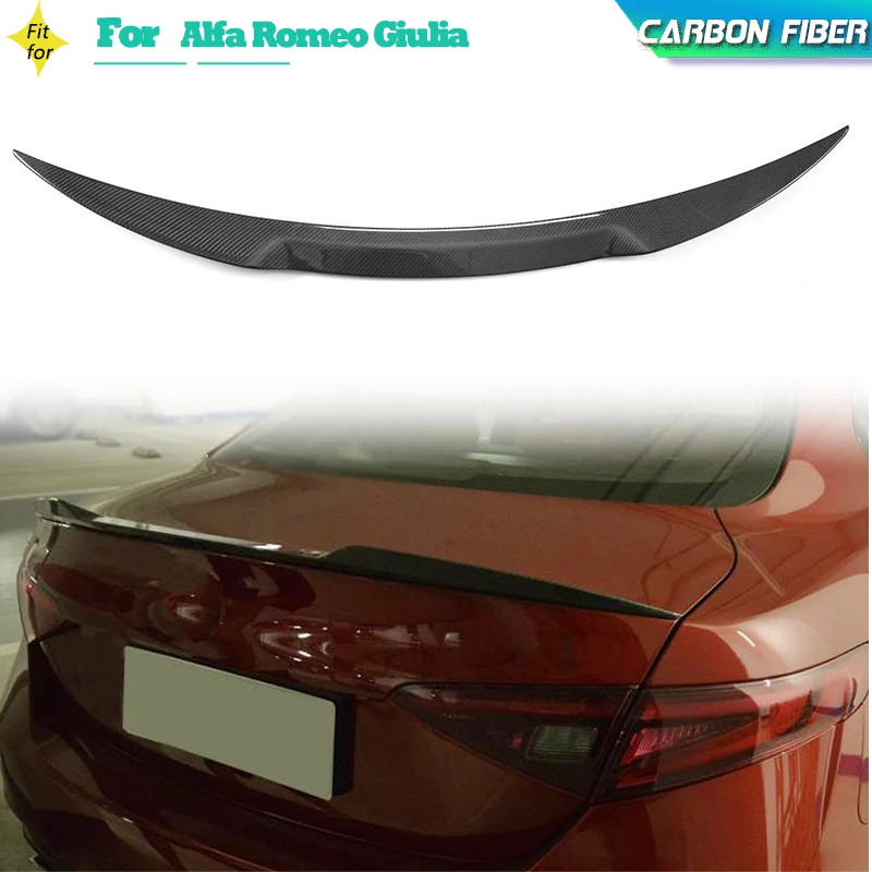 

Carbon Fiber Car Rear Trunk Spoiler Wings for Alfa Romeo Giulia Base Sedan 4-Door 2015-2017 Rear Spoiler Boot Lid Wing Lip FRP