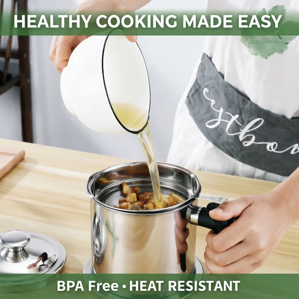

Fat Separator Measuring Cup - 4-Cup Gravy Separator with Strainer & Bottom Spout | Removes Grease from Broth & Soups | BPA Free