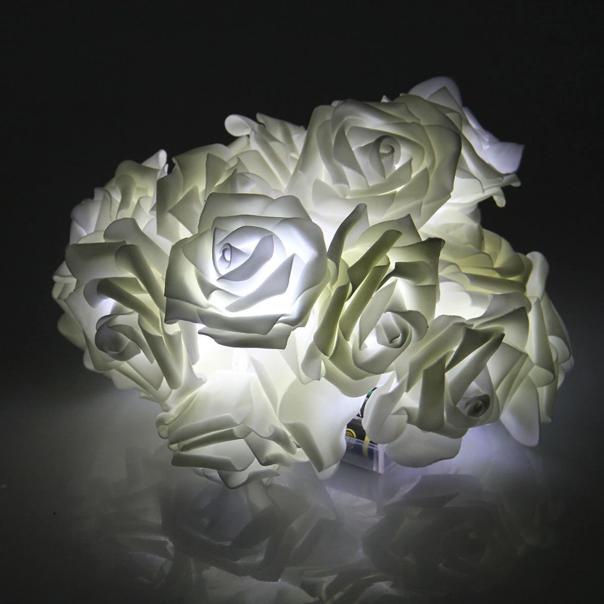 20 مصباح LED على شكل زهرة الورد الجنية سلسلة بيضاء تعمل لعيد الميلاد وحفلات الزفاف وحفلات الزفاف والحديقة