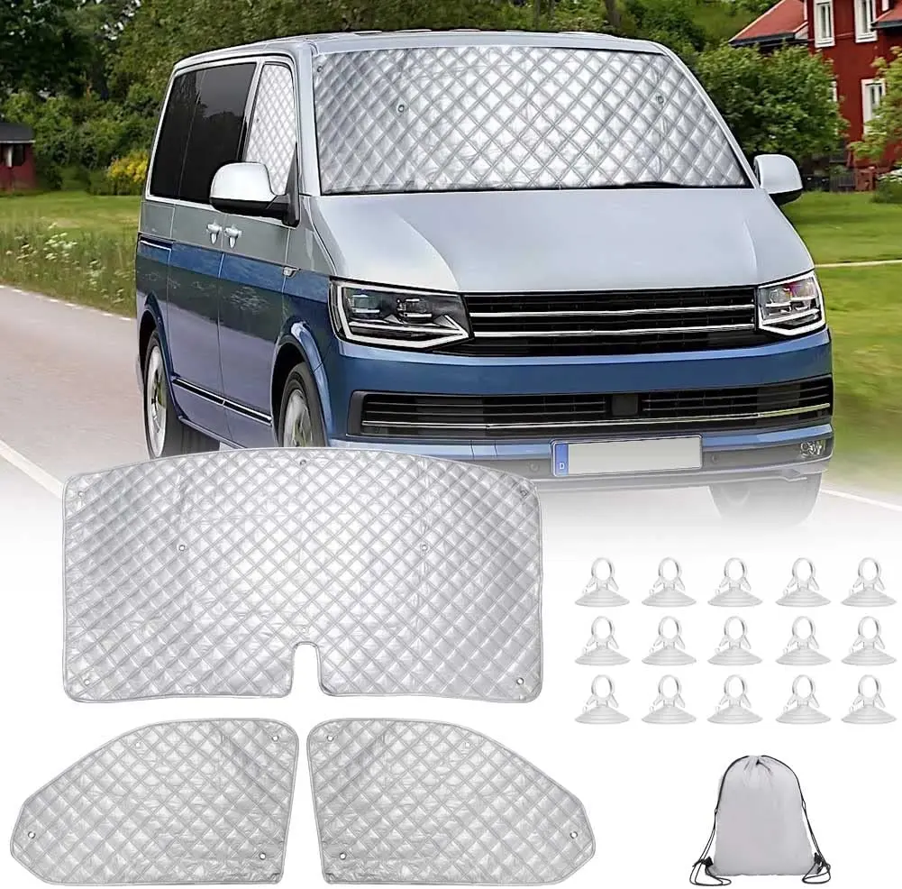 Internal Thermal Blind Window Cover Set Sunshade Windscreen Protection Windshield Sunshade Set For VW T5 T6 3PCS