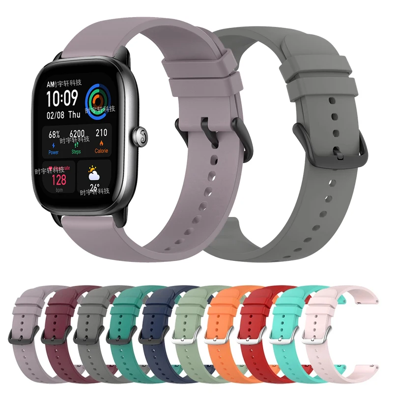 

For Amazfit Bip 3 Pro/S Lite/U Pro/GTR 42mm Correa 20mm Silicone Band Strap For Amazfit GTS 4 Mini/2 2E 3 Wristbands Bracelet