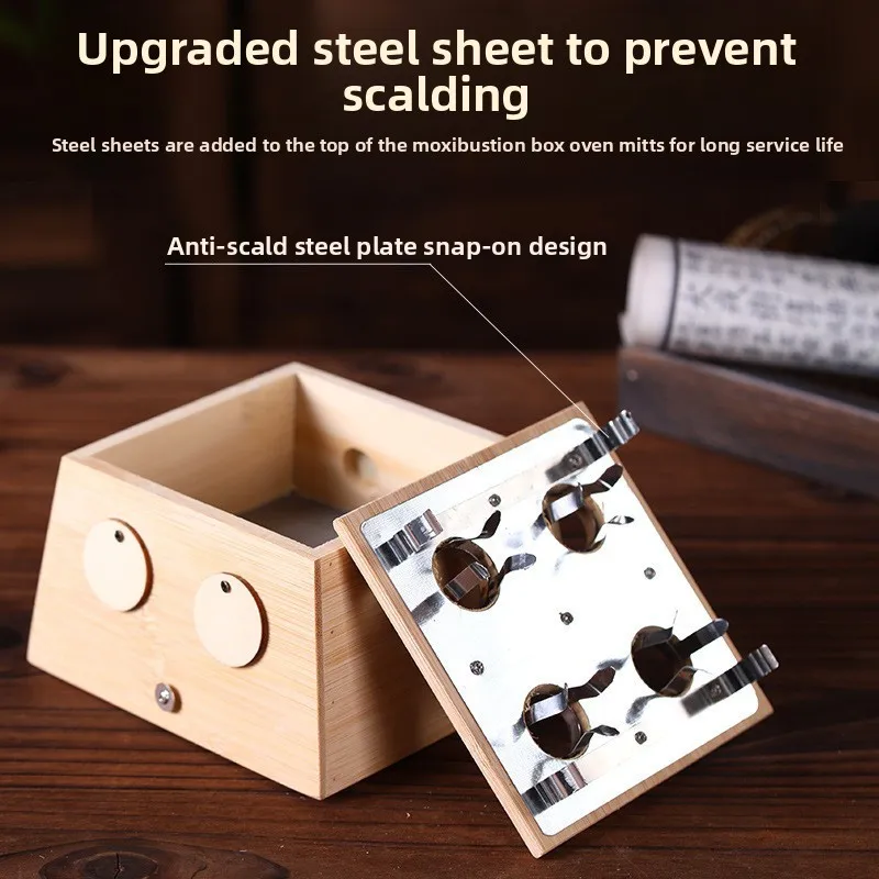 

Wooden Moxa Box Set - Single/Multi-Hole Design Traditional Chinese Meridian Warming Box with Adjustable Vents Portable