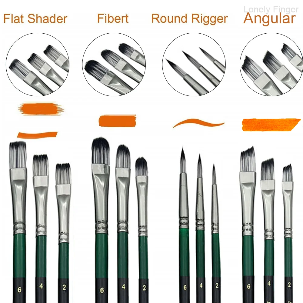 مجموعة فرش طلاء أكريليك، 6/24 قطعة فرشاة رسم أكريليك شعر نايلون، فرشاة رسم وجه روك بألوان مائية، مستلزمات فرشاة حرفية للفنانين #4