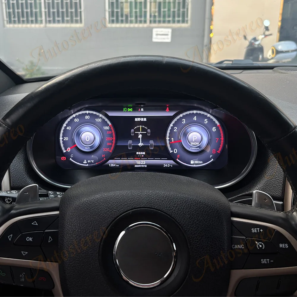 سيارة عداد المسافات الرقمي شاشة Carplay ل جيب جراند شيروكي 2014-2021 سرعة متر قمرة القيادة الافتراضية مشغل العنقودية الرقمية CP