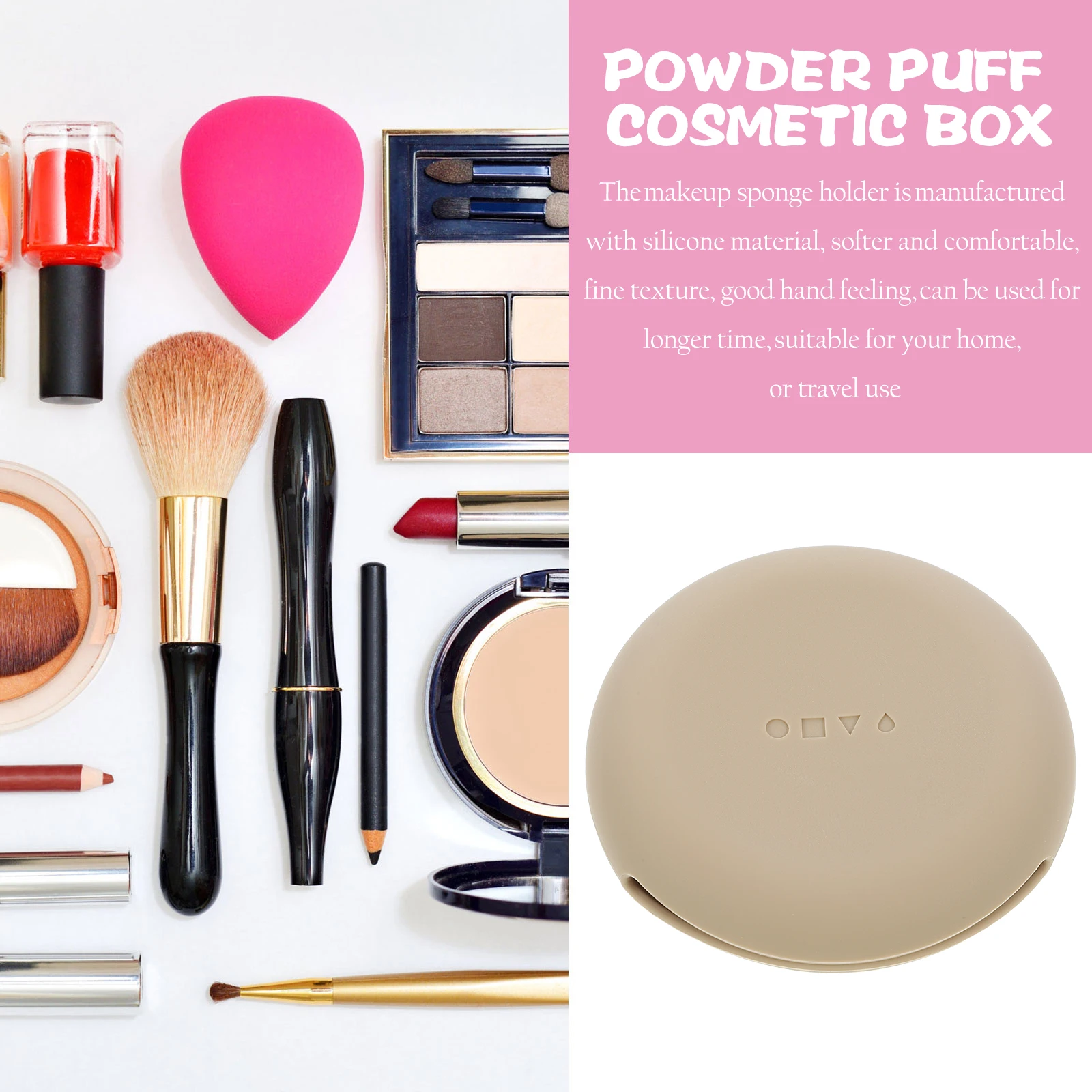 

Compact Travel Makeup Puff Storage Case Portable Silicone Powder Puff Holder Organizer