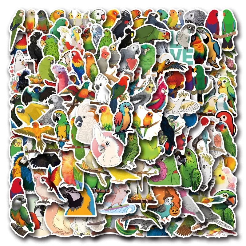 110PCS Cartoon Bird Parrot Parrot Graffiti Sticker Decorative Luggage Water Cup Laptop Waterproof Children's Gift