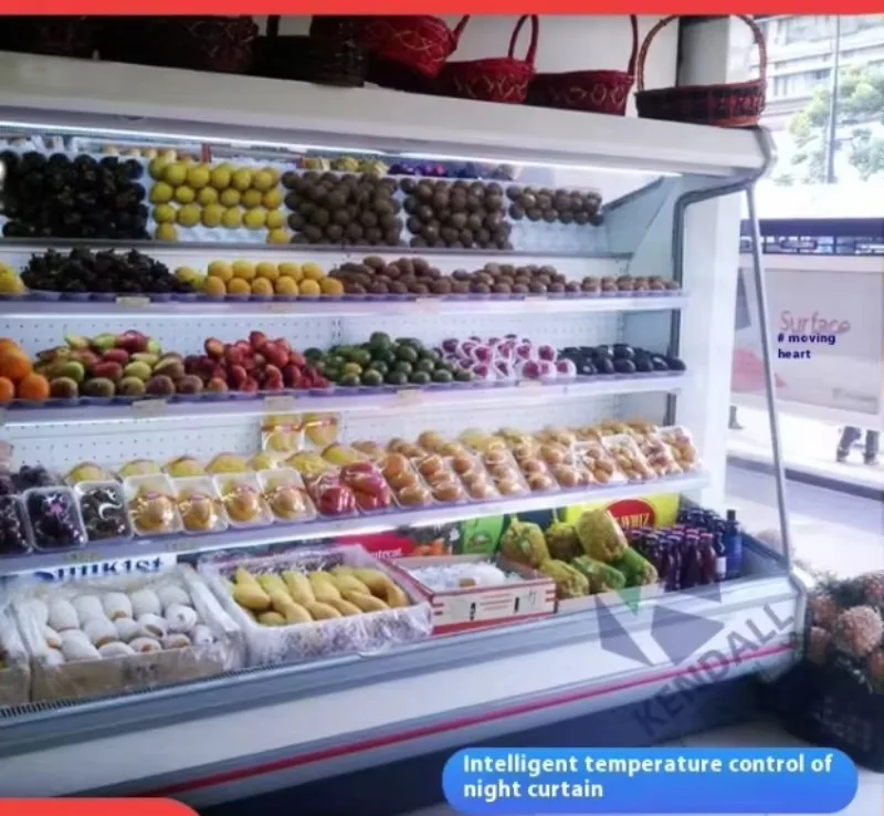 Commercial Supermarket Air Curtain Cabinet for Vegetable Fruit Beverage Display Refrigerated Display Equipment FL Customized