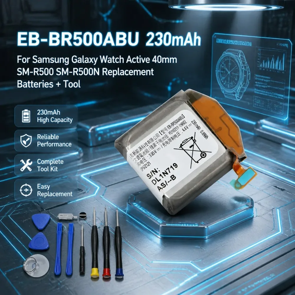 230mAh EB-BR500ABU Watch Battery With Disassembly Tools For Samsung Galaxy Watch Active 40mm SM-R500 Series Replacement Battery
