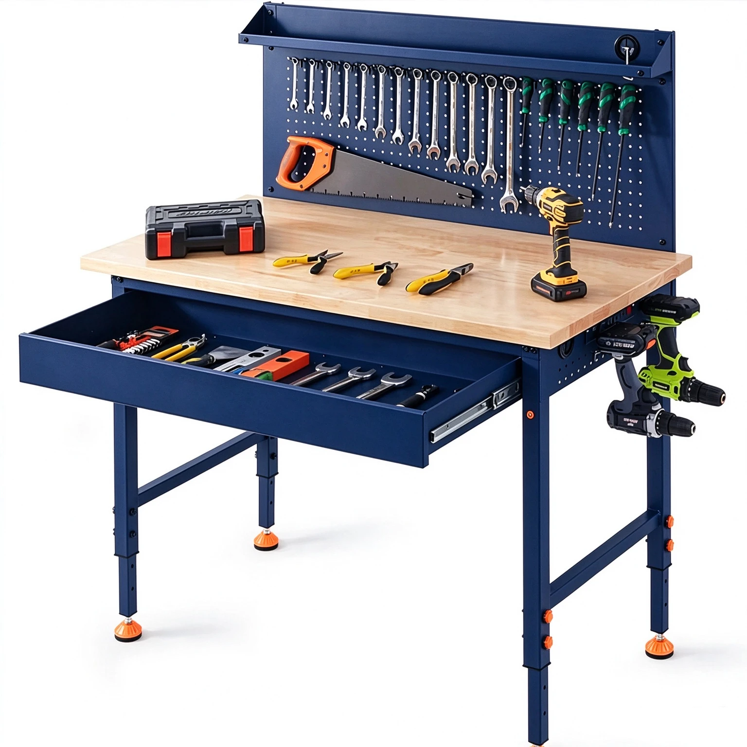 a for 48x24 Inch Steel Tool Cabinet Workbench Pegboard Garage Storage Workstation with Drawer Lockable