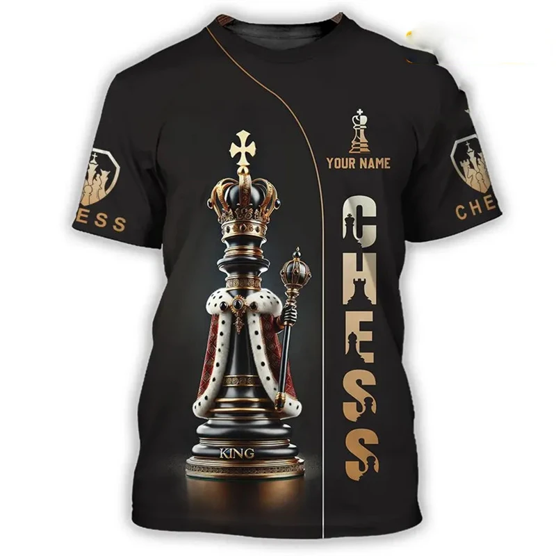 

Модная футболка Chess King для мужчин Knight Chess Piece с 3D принтом и круглым вырезом, летние повседневные детские свободные футболки