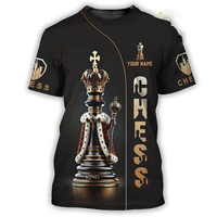 Fashion Chess King T-shirt For Men Knight Chess Piece 3D Print Round Neck T Shirts Summer Casual Game Children Loose Tee Top